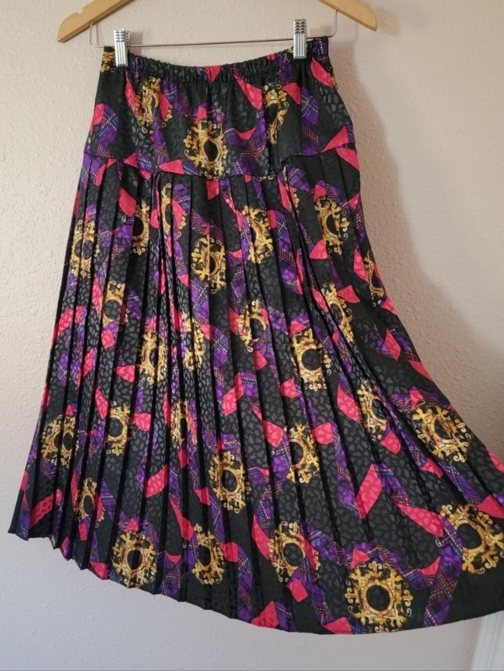 Pleated Multicolored Vintage Maximalist Lightweight Geometric Animal Print Skirt